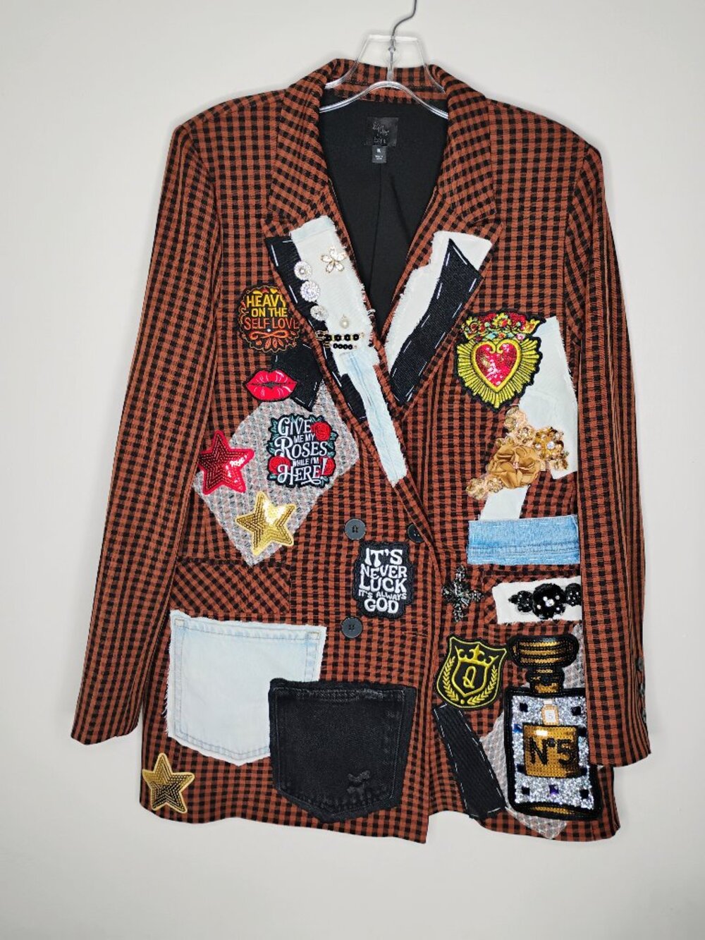 XL Brown and Black plaid blazer